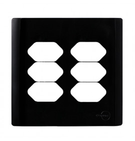 Placa p/ 6 Tomadas 4X4 - Novara Preto Brilhante 